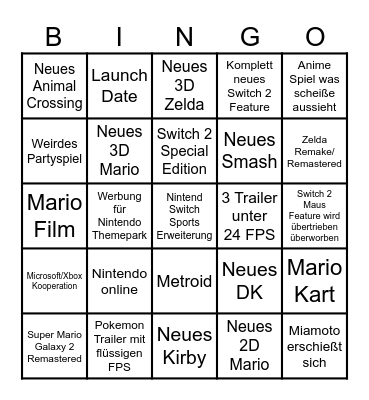 Direct 2 Bingo Card