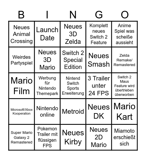 Direct 2 Bingo Card