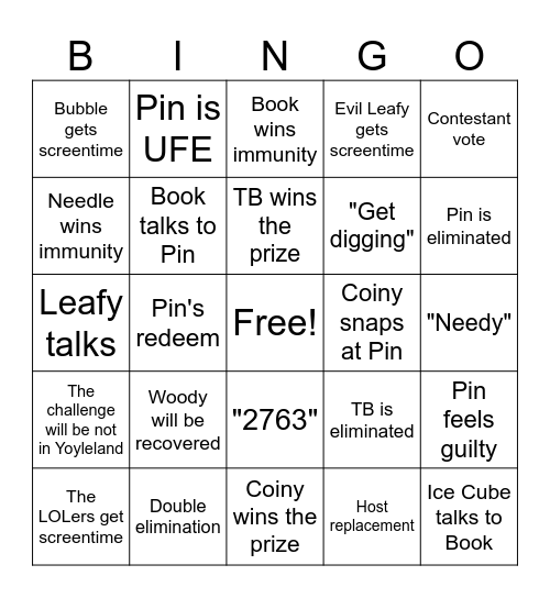 BFDIA 19-20 Bingo Card