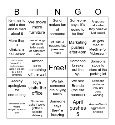 Office Bingo Card