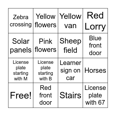 Minibus Bingo! Bingo Card