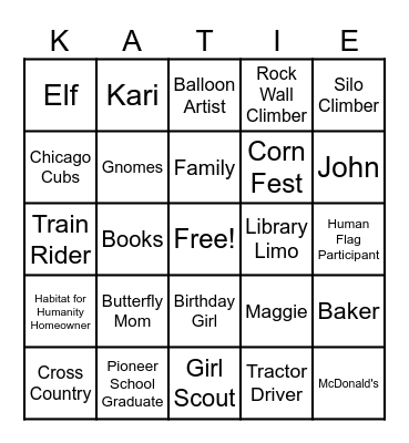 Katie's Golden Birthday!! 31!! Bingo Card