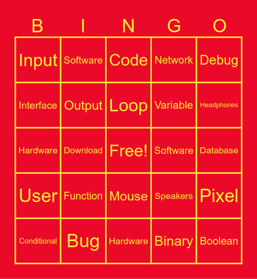 Computer Science Bingo Card