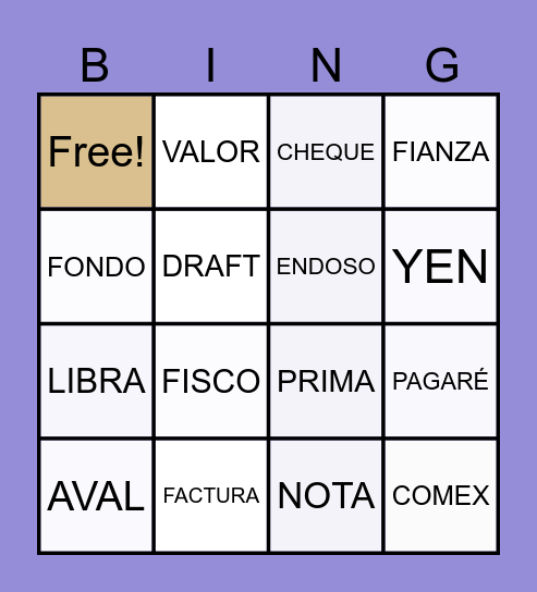 Medios de pago y financiamiento en el comercio internacional Bingo Card