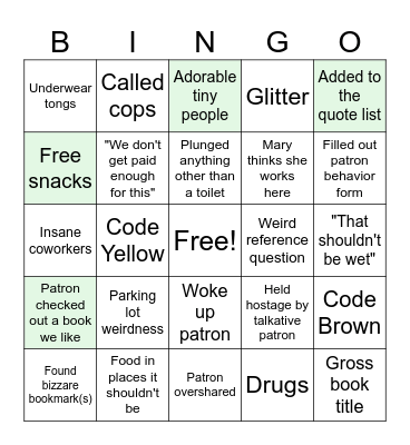 Library Staff Bingo Card