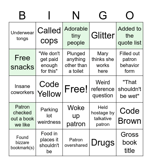 Library Staff Bingo Card