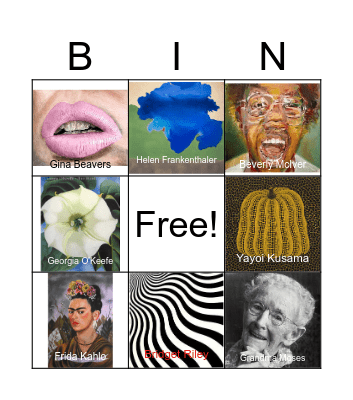 Women Artists Bingo Card