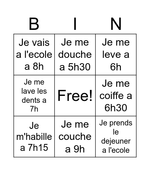 Ta routine Bingo Card