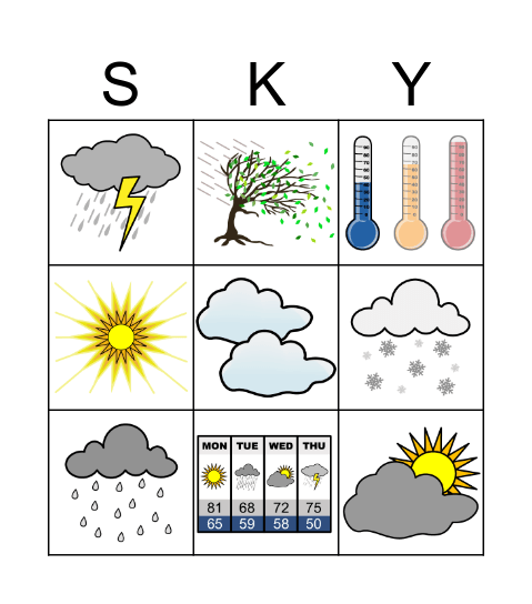 Weather Bingo Card