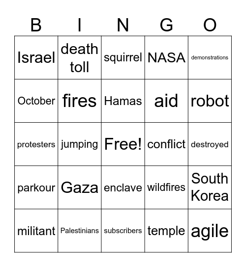 CNN 10 3/28/25 Bingo Card