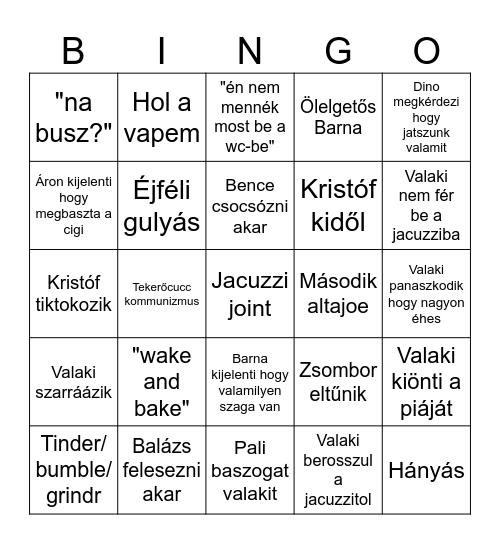 Gyomaendrőd bingo Card