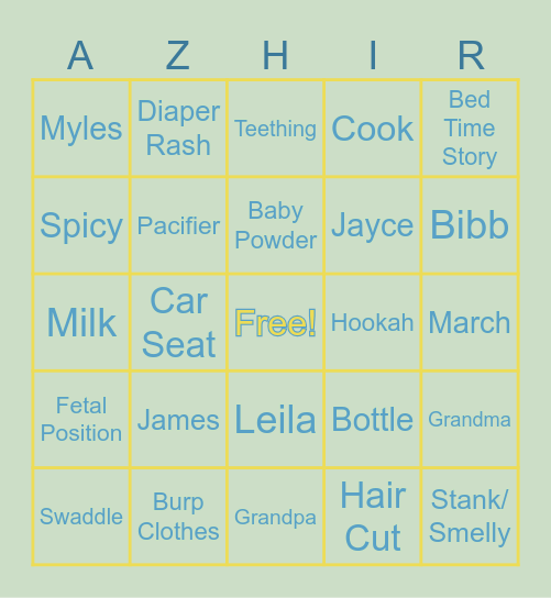 Bingo Azhir's Edition Bingo Card