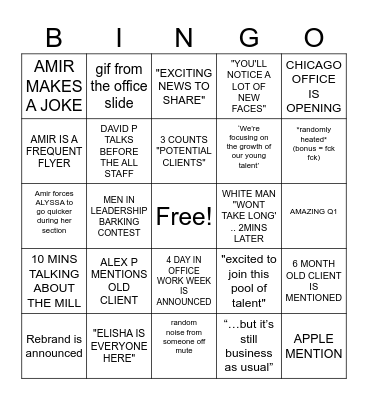 TBX ALL STAFF Bingo Card