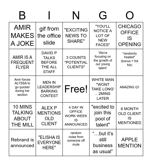 TBX ALL STAFF Bingo Card