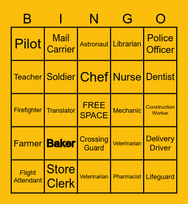 Community Workers Bingo Card