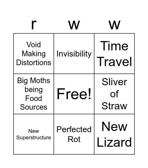 Watcher Predictions Bingo Card