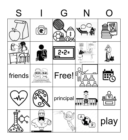 School Signs Bingo Card
