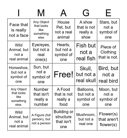 Photo Scavenger Hunt - Lucky Charms Bingo Card
