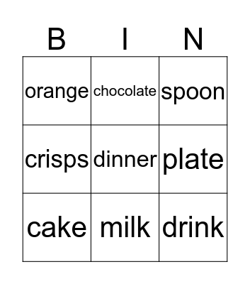 Food & Eating Bingo Card