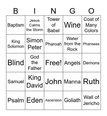 Bible Bingo Card