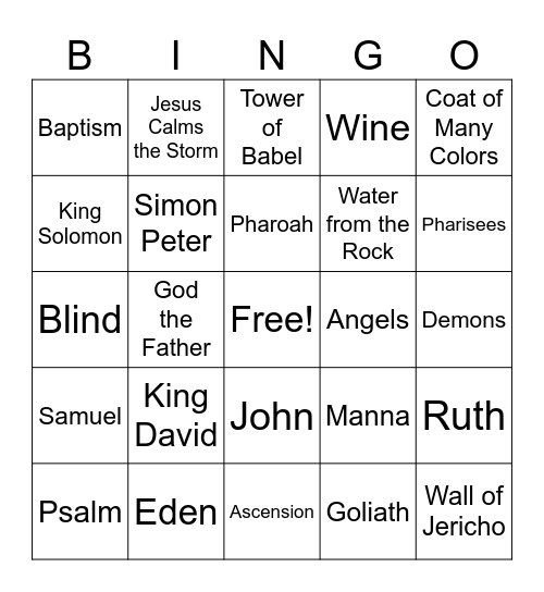 Bible Bingo Card