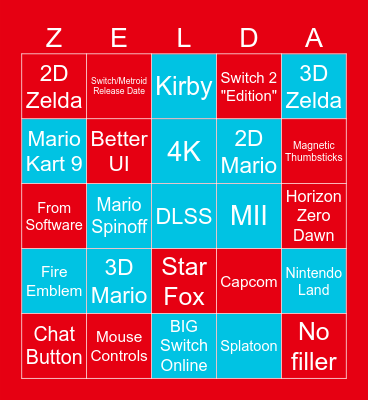 Switch 2 to the movies! Bingo Card