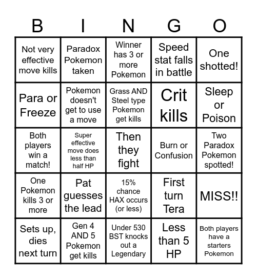Then we fight bingo Rich Shiny Feet Bingo Card