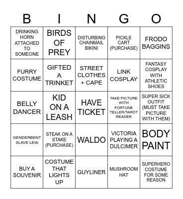 RENN FAIRE BINGO Card