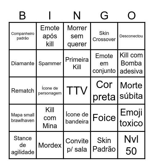 Brawlhalla Bingo Card