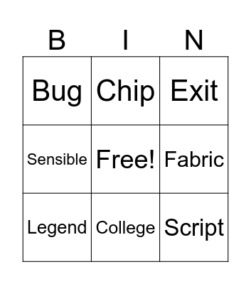 False cognates Bingo Card