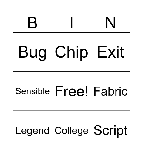 False cognates Bingo Card