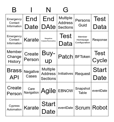 QCOP Bingo Card