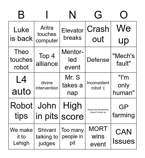 Centennial Bingo Card