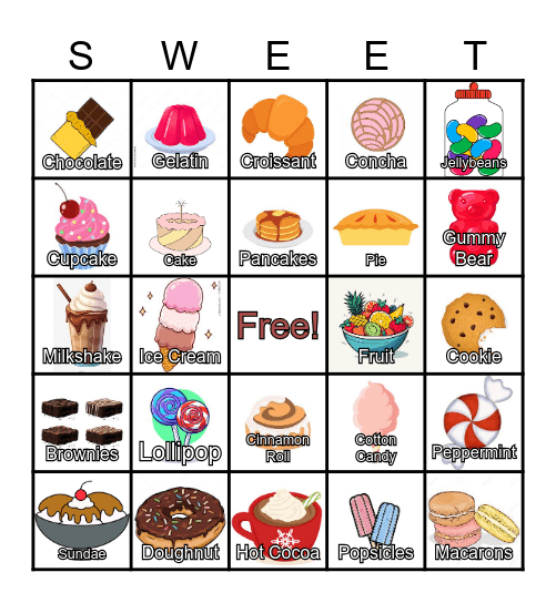 Sweets Bingo Card