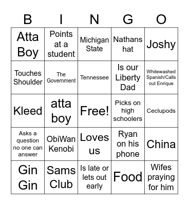 George Bingo ECON110 LIBERTY NEW Bingo Card
