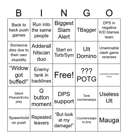 Overwatch QP Bingo Card