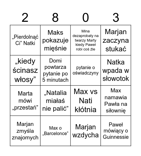 stolik stoi jak stał Bingo Card