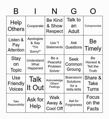 Conflict Resolution Bingo Card