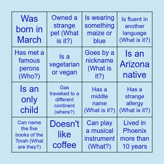 Member Who... Bingo Card