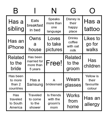 Find That Guest Bingo Card
