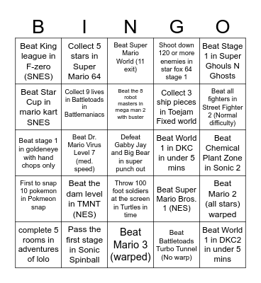 Retro Lockout Bingo Card