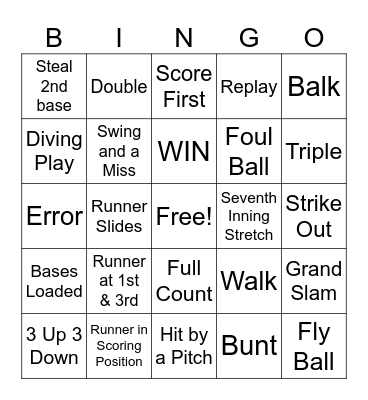 LONGWOOD BASEBALL Bingo Card