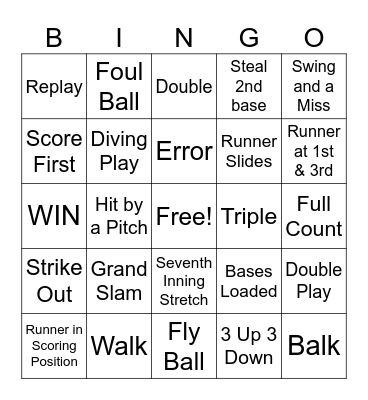 LONGWOOD BASEBALL Bingo Card