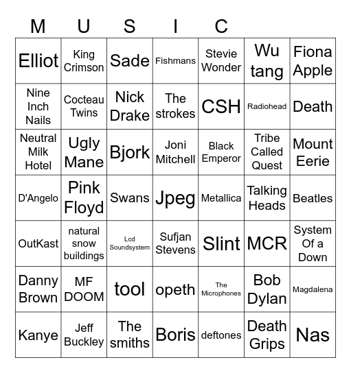 Ultimate Music Nerd Bingo!!! Bingo Card