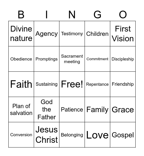 GENERAL CONFERENCE Bingo Card