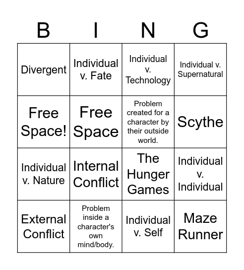 Conflict Type BINGO Card