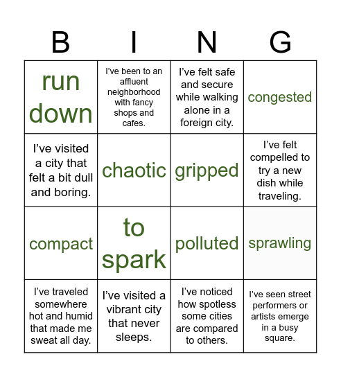 Cities 🌆 Bingo Card