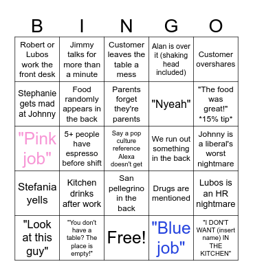 Poor Italian Bingo Card