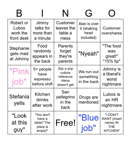 Poor Italian Bingo Card