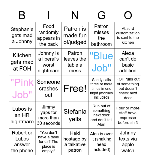 Poor Italian Bingo Card